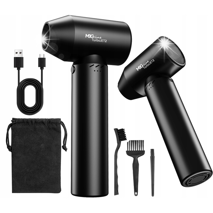 Безжична електрическа духалка MBG line CL03 TurboJET2, 500W, 3 режима на мощност, 3 четки, USB-C, батерия 15000mAh
