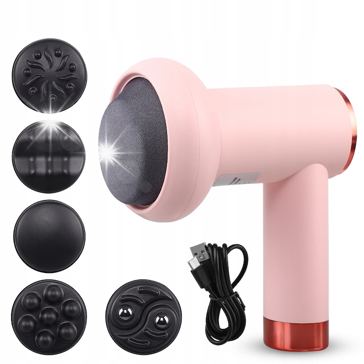 Електрически антицелулитен масажор, модел SL-630, розов, 16x13.4x8.5см, комплект с 5 допълнителни приставки