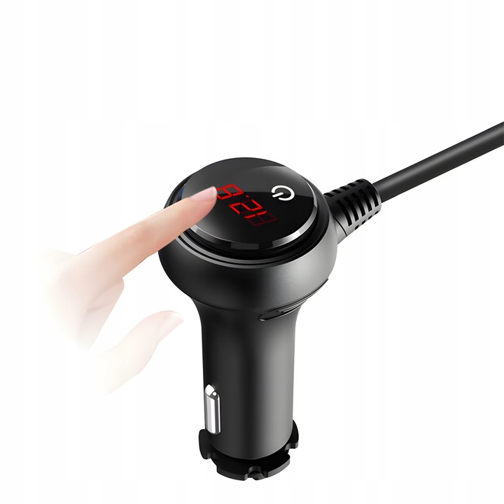 Autós elosztó 12-24V, 4xUSB, Quick Charge 3.0, 200W, voltmérővel, szett