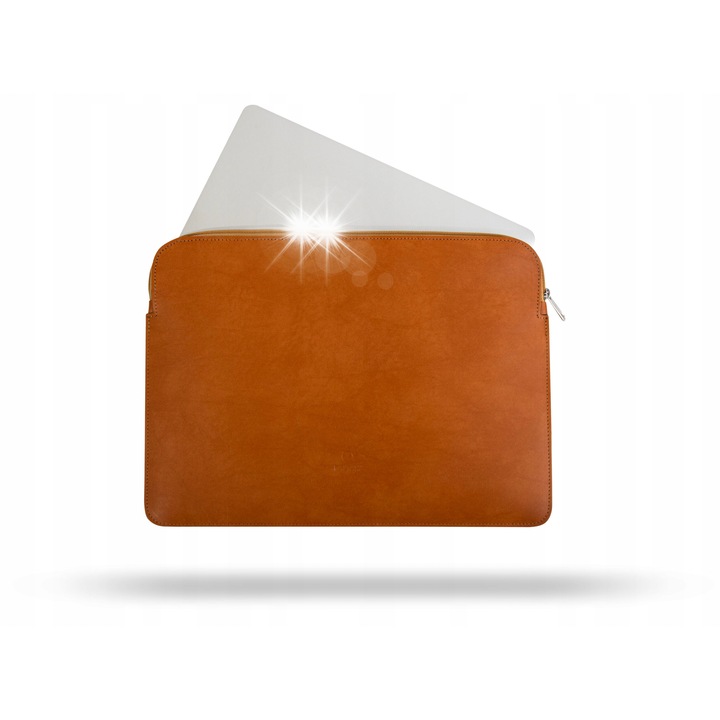 Etui laptop 13.3-14 inch, Baltan, piele naturala, culoare brown, dimensiuni 38x27cm