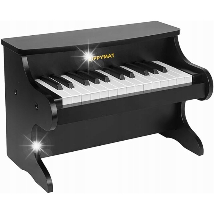 Pianino digital pentru copii ZIPPY MAT, 25 clape, 2 octave, design din lemn natural, set cu carticica si autocolante