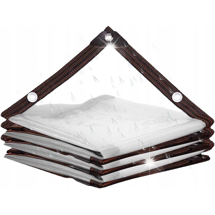 Prelata transparenta HDPE 180x250cm, rezistenta la apa, pentru terasa, utilizare exterioara