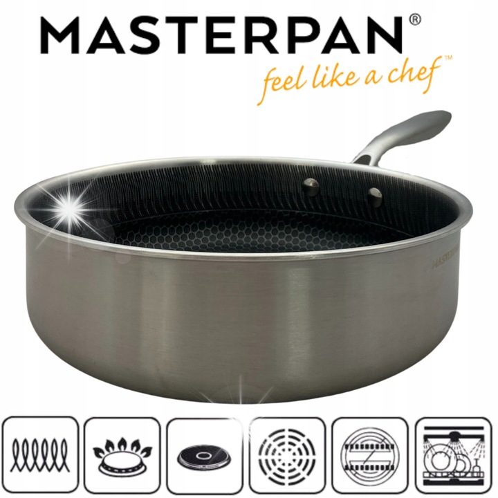 Tigaie din inox MASTERPAN, 26x7cm, 3.0L, non-stick, fara PFOA