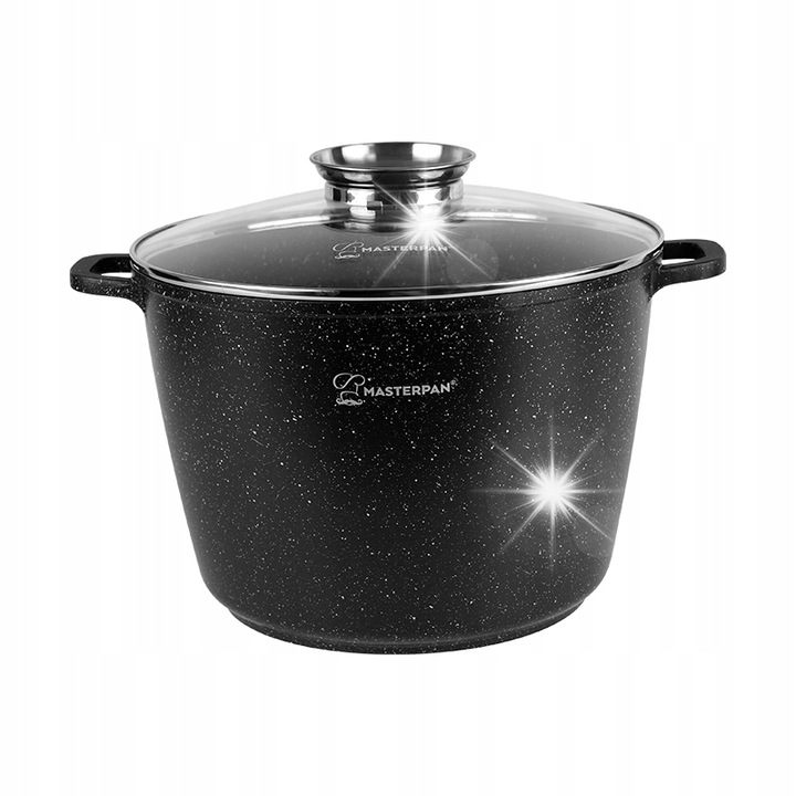 Дълбока тенджера с капак, 28см, 10л, алуминий, черна, комплект