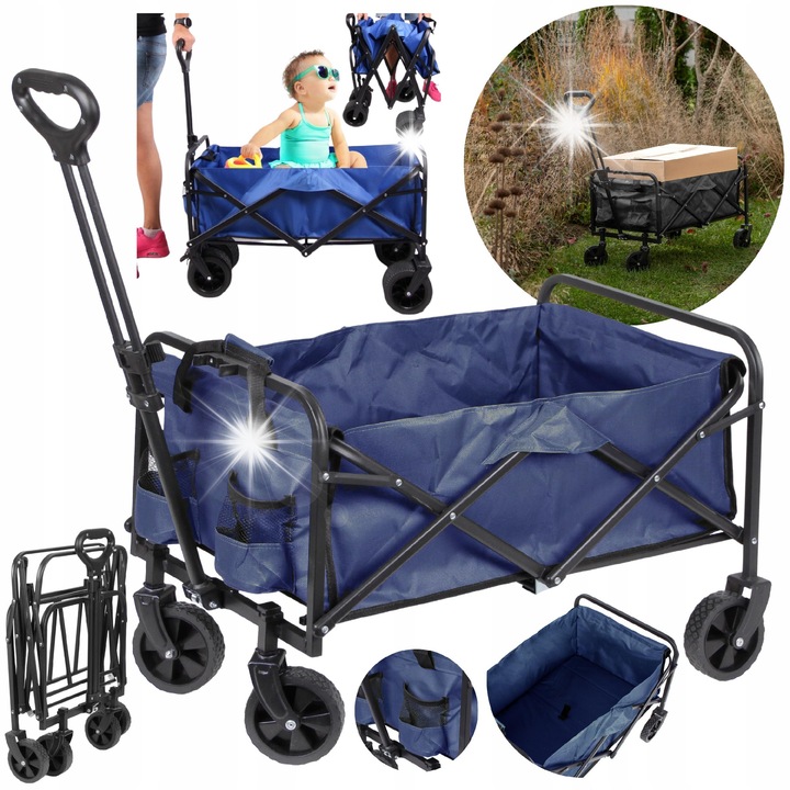 Carucior de transport metalic pliabil, 80kg, granat, 70x47x93cm