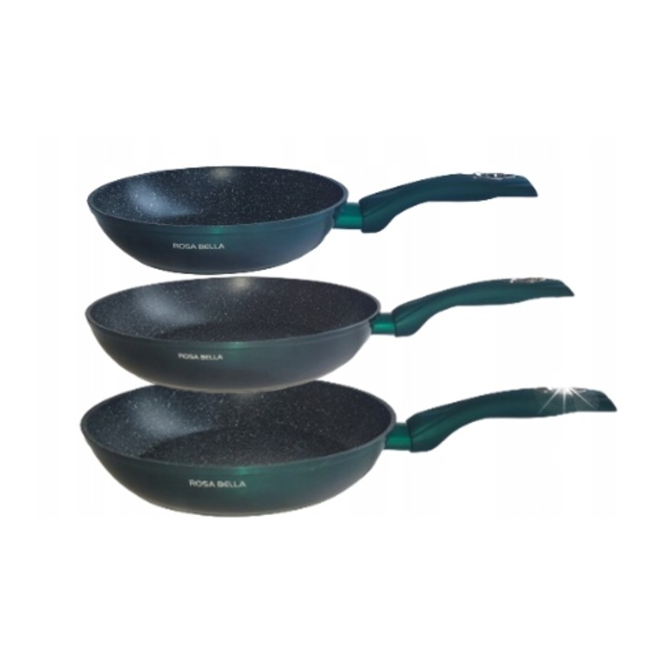 Set 3 tigai, 20/24/28cm, aluminiu cu finisaj marmorat, negru