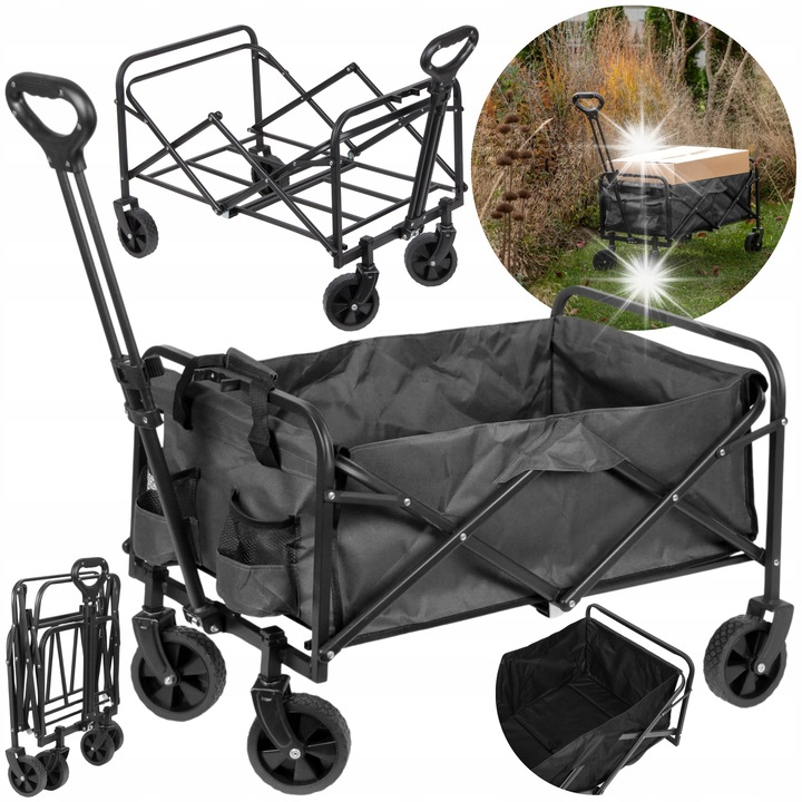 Carucior de transport metalic pliabil, 80kg, 120L, negru