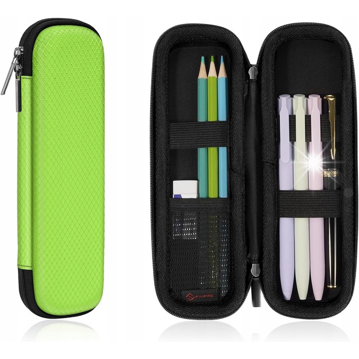 Kompakt tolltartó, iskolai kellék rendszerező, EVA anyag, zöld, 20x6x3cm