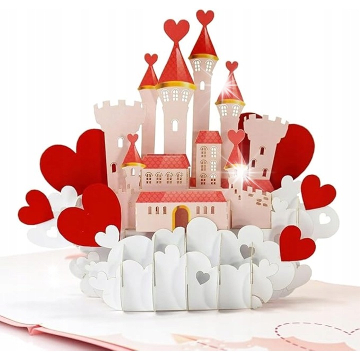 Karta pop-up 3D, felicitari, design unic, ecologic, 15x15cm, set cu envelopa