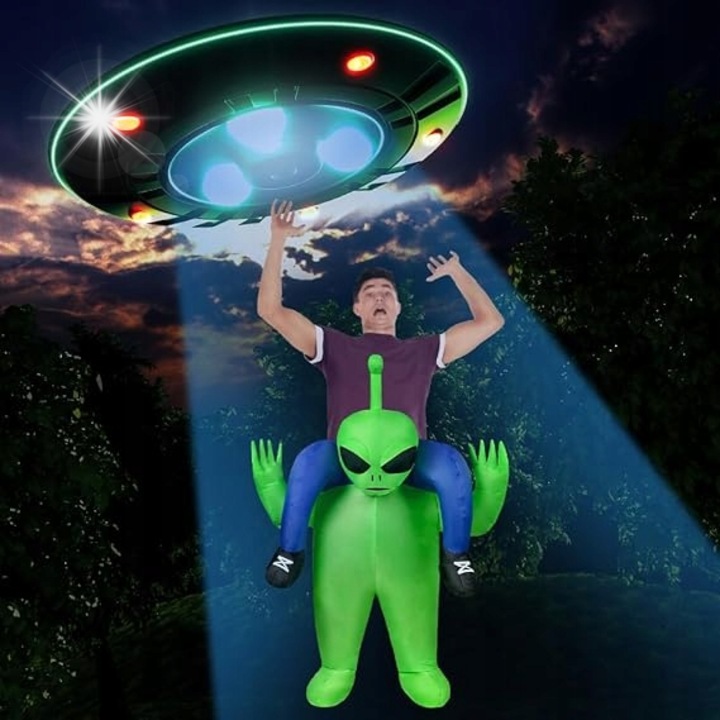 Costum de Halloween Alien, verde, adulti, set complet, 160x190cm