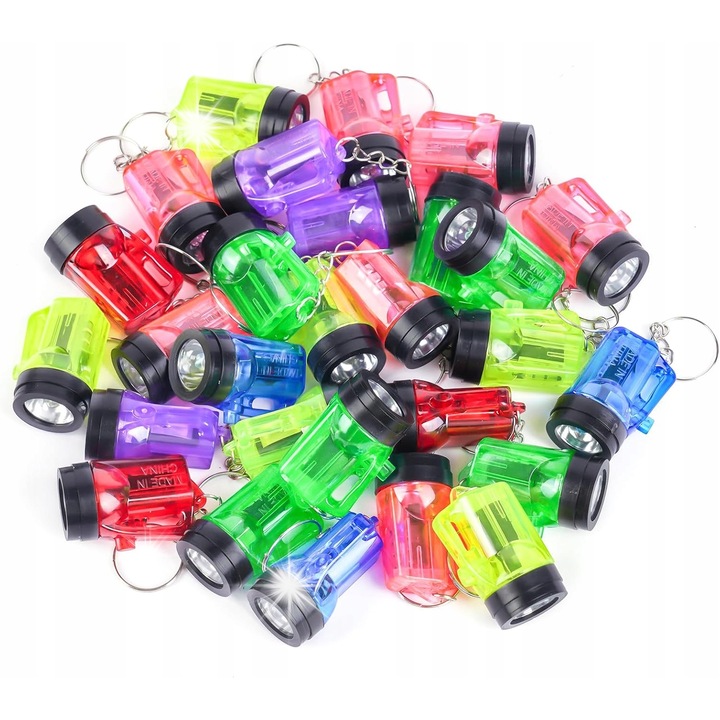 28 db mini LED lámpa készlet, 6 szín, könnyű és tartós, kulcstartóval