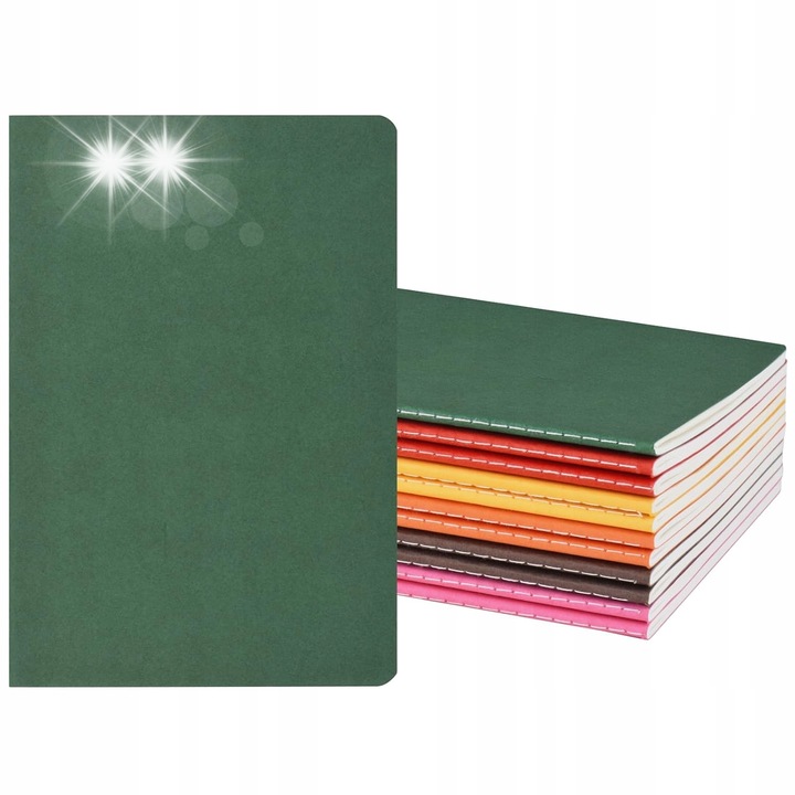 Set 12 caiete A5 colorate, 60 pagini, hartie prietenoasa cu ochii, cusatura durabila