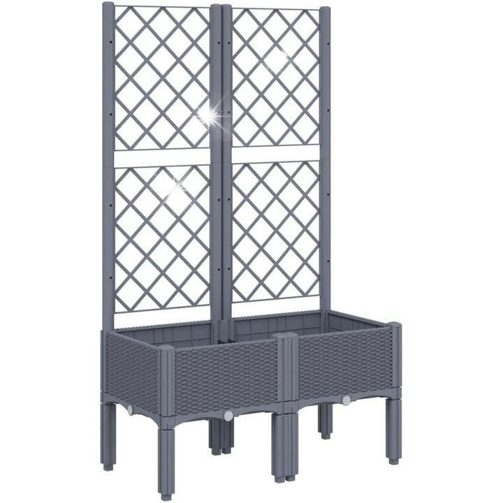 Ghiveci de gradina cu suport, 80x40x142cm, gri (imitatie rattan), capacitate mare