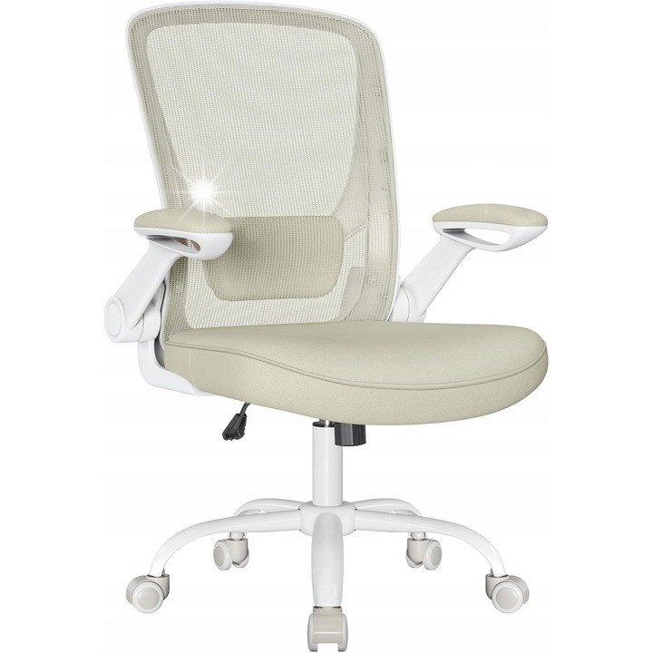 Ergonomikus irodai szék, SONGMICS, állítható deréktámasz, légáteresztő anyag, bézs