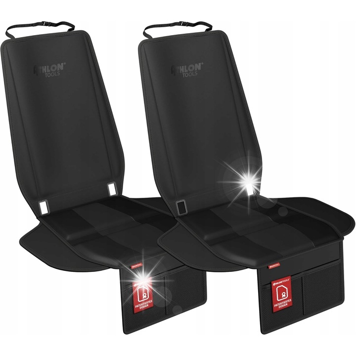 Комплект от 2 протектора за детски столчета за кола, черни, водоустойчиви, с противоплъзгащ гръб