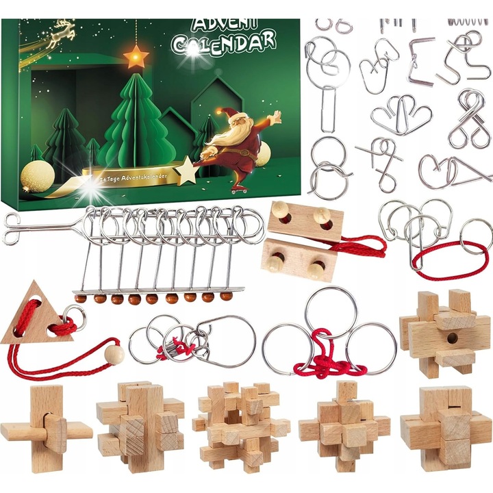 Адвент календар с игри за интелигентност за деца, многоцветен