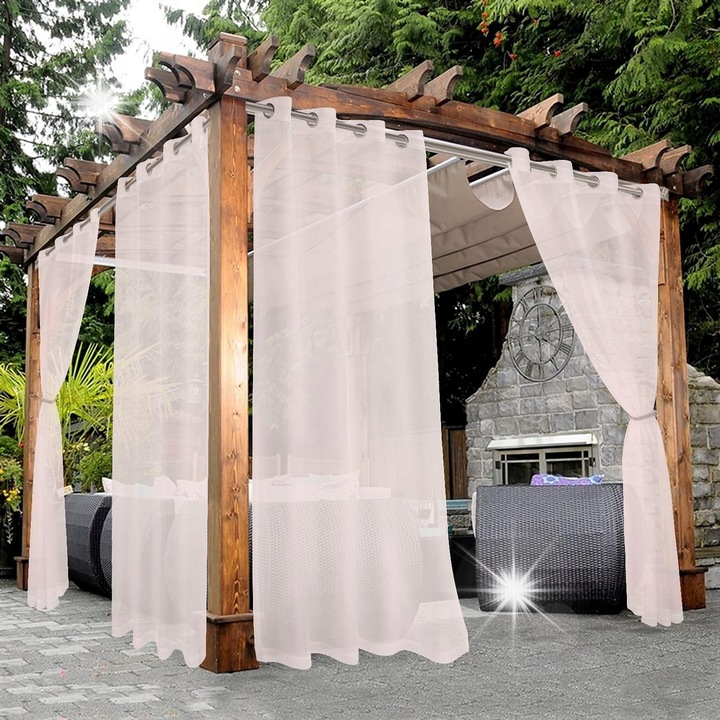 Set 2 perdele transparente, 137x213cm, impermeabile, roz