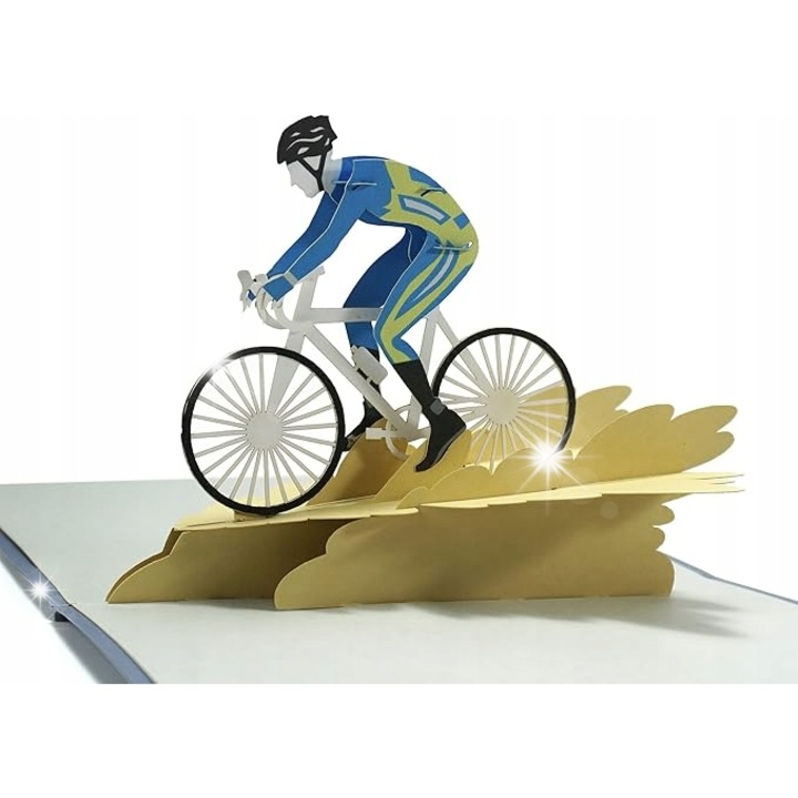 Felicitare 3D, Rower, 15x15cm, set cu mesaj de incurajare, realizata manual