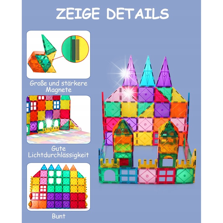 Комплект магнитни блокчета Katiago, 80 елемента, многоцветен, 3 години+