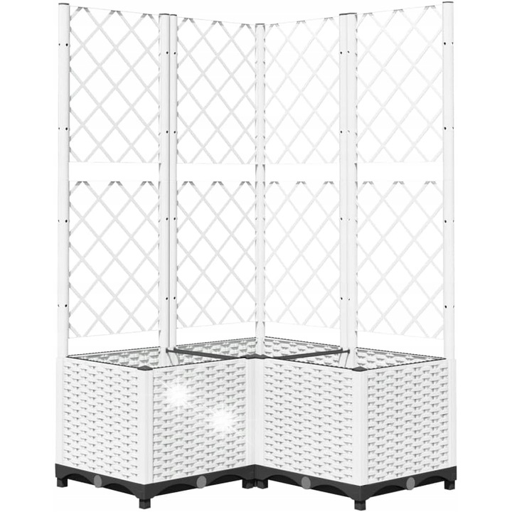 Ghiveci cu suport pentru plante, alb, 80x80x136cm, ideal pentru flori cataratoare