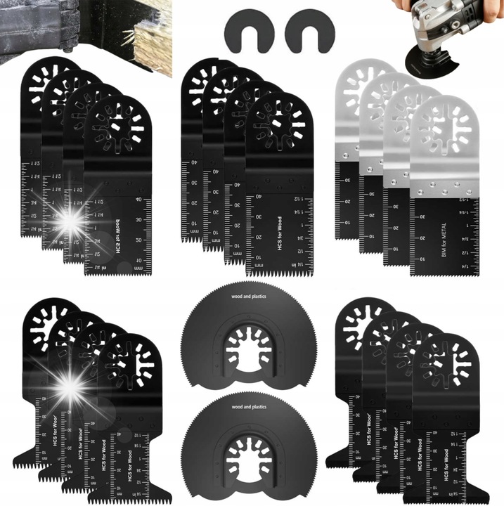 Set brzeszczote oscilatie 24 piese pentru unelte multifunctionale, taiere lemn, plastic, metale moi