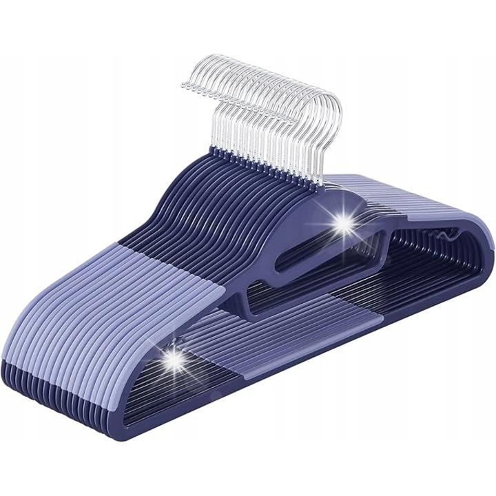 Set 20 umerase pentru haine, antiderapante, cu carlig rotativ 360, plastic, multicolor