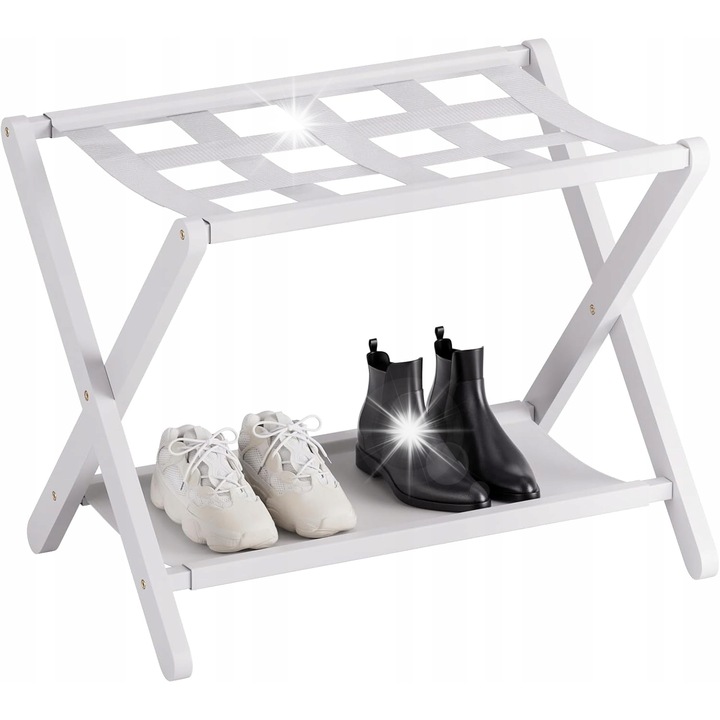 Összecsukható bambusz poggyásztartó, 67,5x46cm, bőröndtartó, natúr bambusz szín