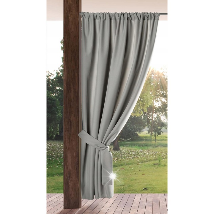 Kültéri függöny, 200x155cm, világosszürke, rögzítőszalaggal