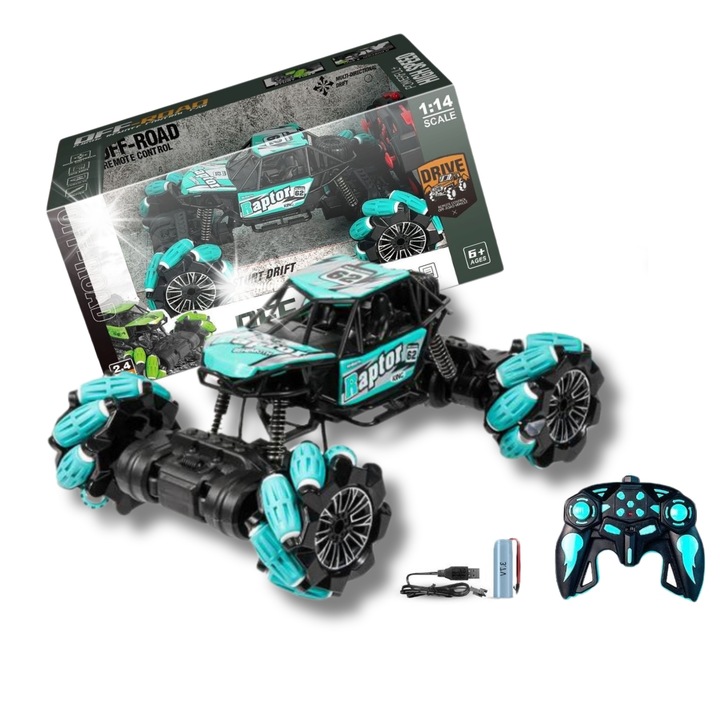 Masinarc cu telecomanda 1:16, teren, 4x4, verde, set complet