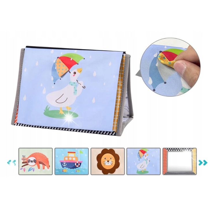 Jucarie pentru bebelusi cu carte textila, jucarie interactiva, culori bogate, 0-12 luni