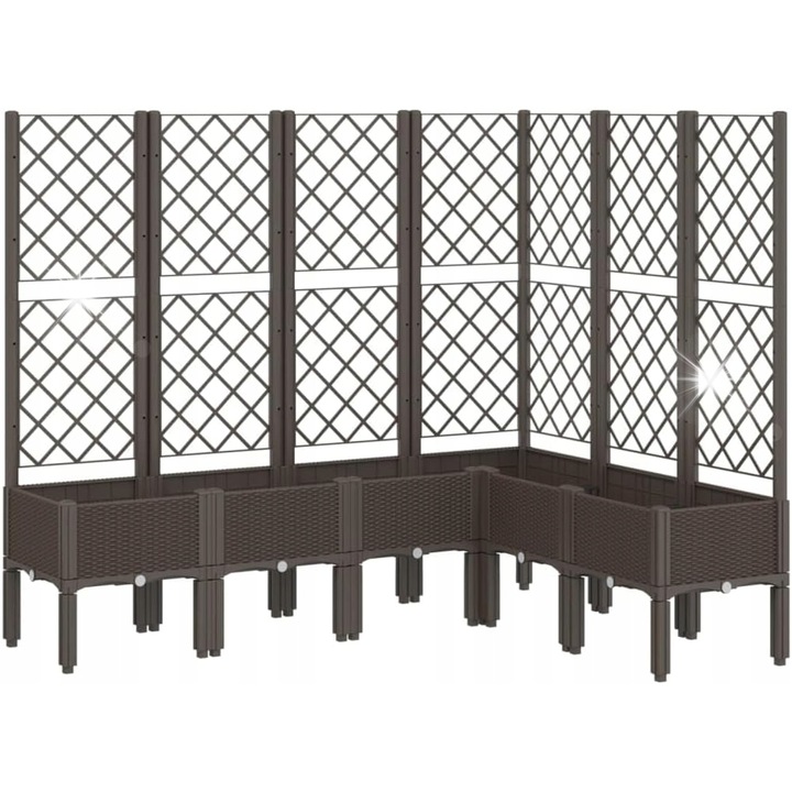 Ghiveci de gradina cu suport, 160x120x142 cm, culoare maro inchis, din polipropilena