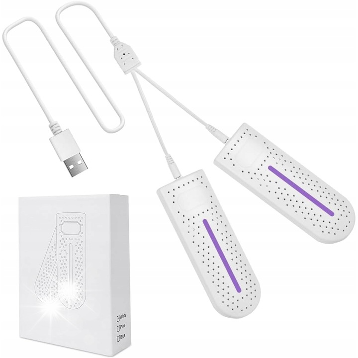 Uscator de incaltaminte electric, alb, compact, pentru toate tipurile de incaltaminte, cu tehnologie PTC si UV