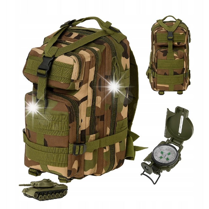 Rucsac militar tactic Anytech 28L, moro, 5 compartimente