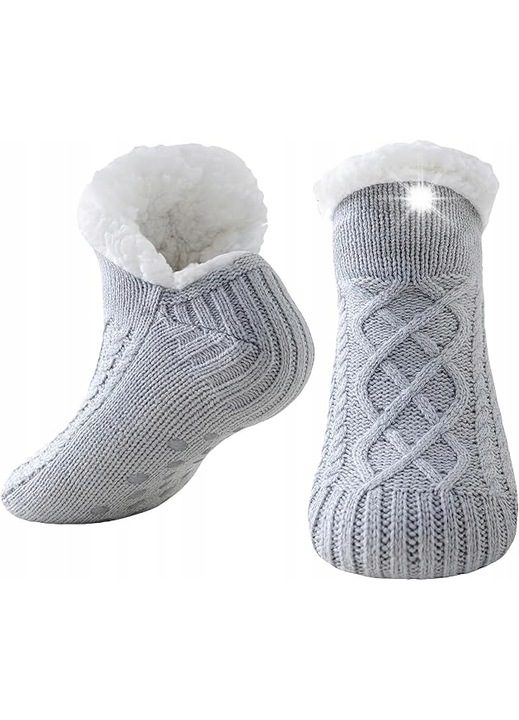 Sosete unisex cu polar, antiderapante, gri, One Size