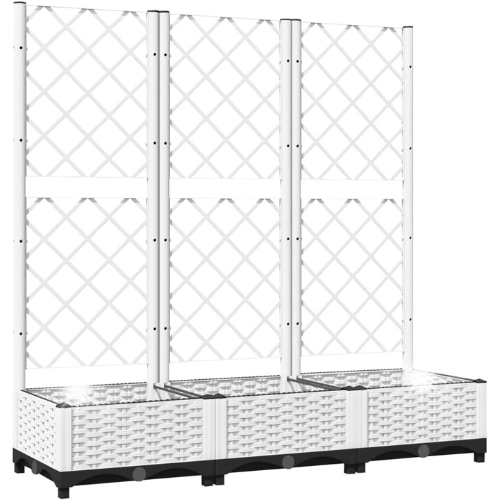 Ghiveci cu suport pentru plante, alb, 120x40x121,5cm, ideal pentru flori si plante cataratoare