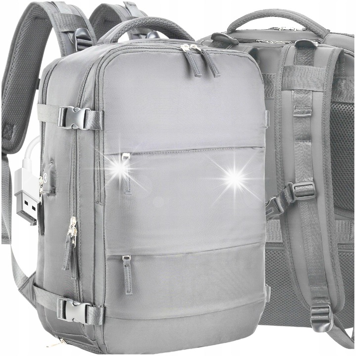 Utazótáska, 40x25x20 cm, USB-vel, teljes készlet, Ryanair és Wizzair számára