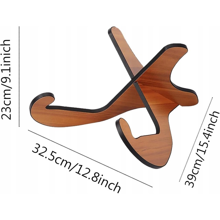 Stativ pentru chitara, mic, din lemn, reglabil, culoare bronz