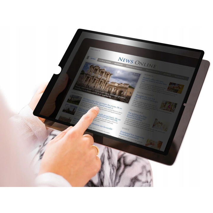 Filtru de confidentialitate eSTUFF Adhesive 10.2" 3:2, folie adeziva, anti-spionaj, negru, 1 buc