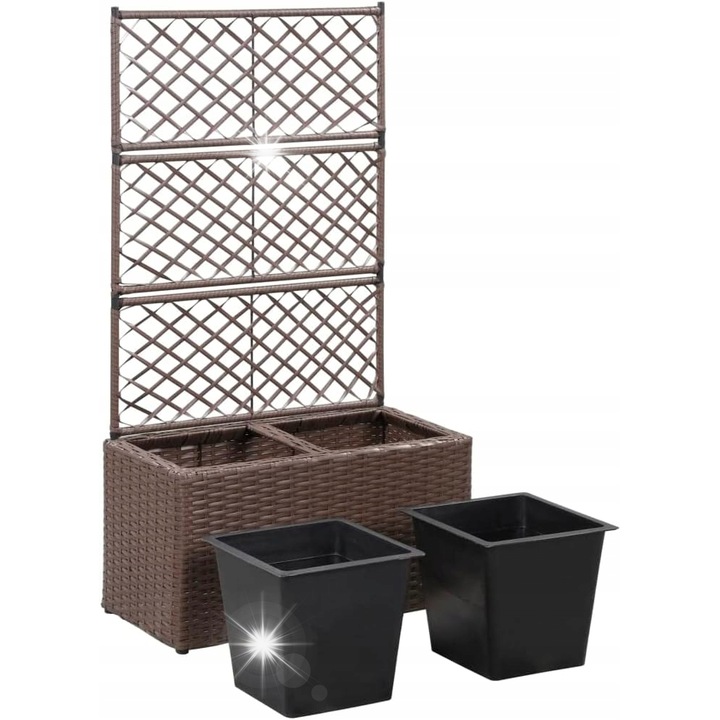 Ghiveci de flori cu suport, 58x30x107cm, 2 compartimente, culoare gri, design elegant, rezistent la intemperii