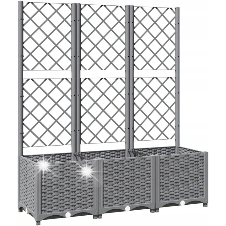 Ghiveci de flori cu suport, gri, 120x40x136cm, pentru plante cataratoare