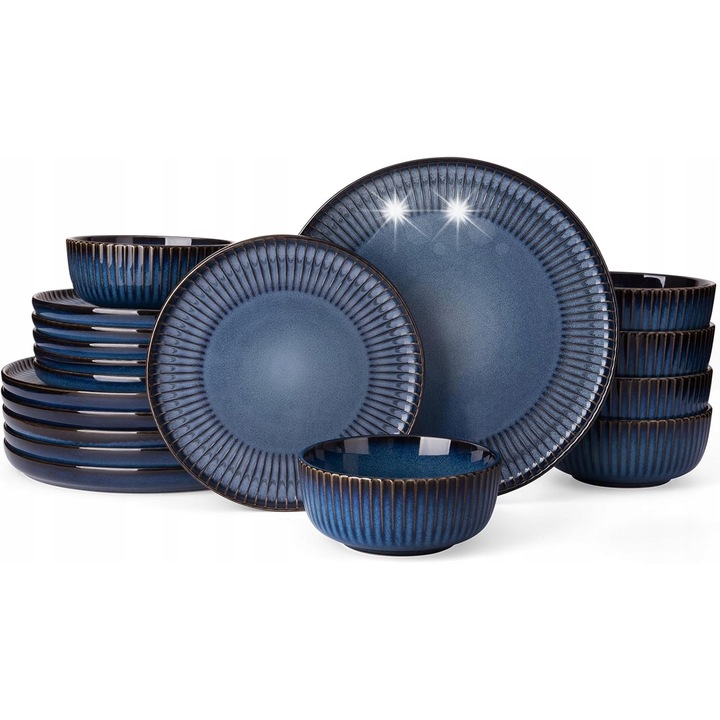 Set vesela pentru masa, pentru 6 persoane, albastru