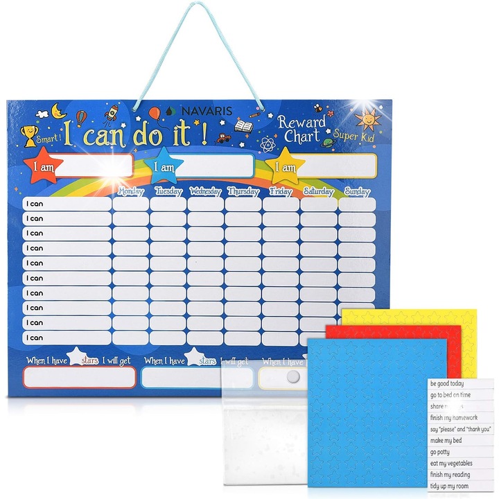 Tabla magnetica de sarcini, 80 magneti, 40x32cm, set educativ pentru copii