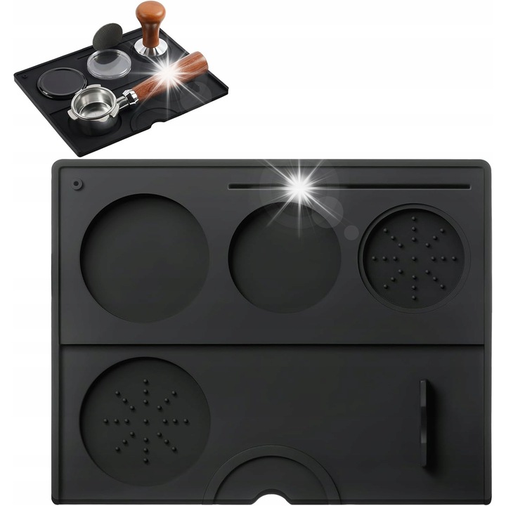 Mata Silikona Antiderapanta pentru Tamparea Cafelei, 25x20cm, Design Practic, Compatibila cu Accesorii de pana la 60mm