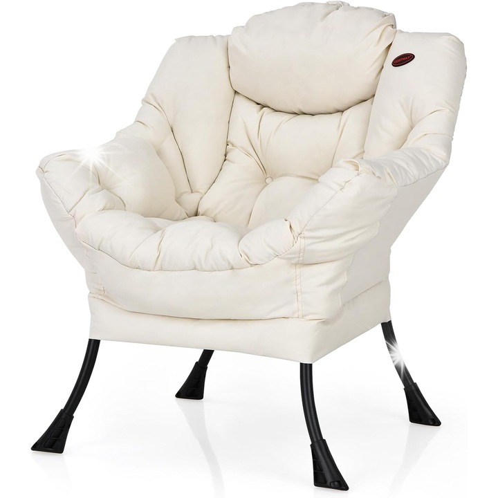 Fotoliu relaxare, bej, 75x81x94,5cm, suport 113kg, design elegant, cu brate