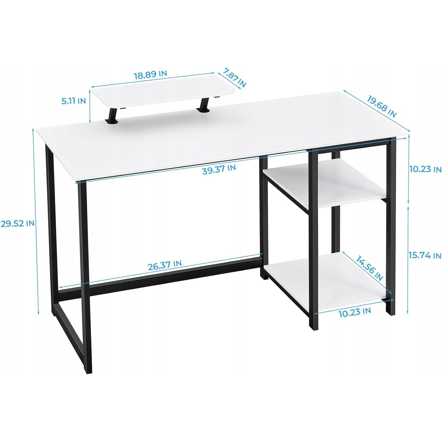 Birou Computer Birou computer, 100x50x75cm, suport monitor, alb, cu rafturi ...