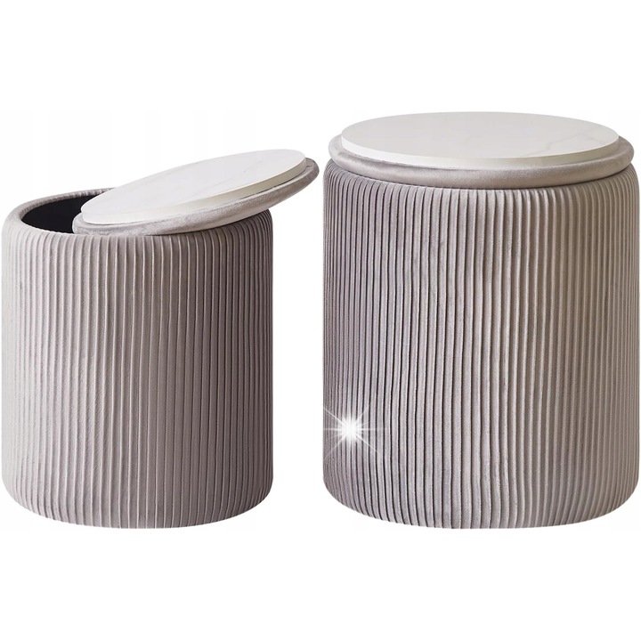Taburet cu functie de depozitare, 39x45cm, design elegant, material catifea