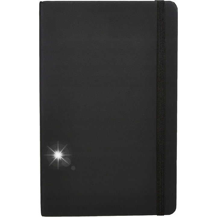 Caiet A5, 240 pagini, coperta tare neagra, cu elastic, interior cu buzunar, pentru scoala