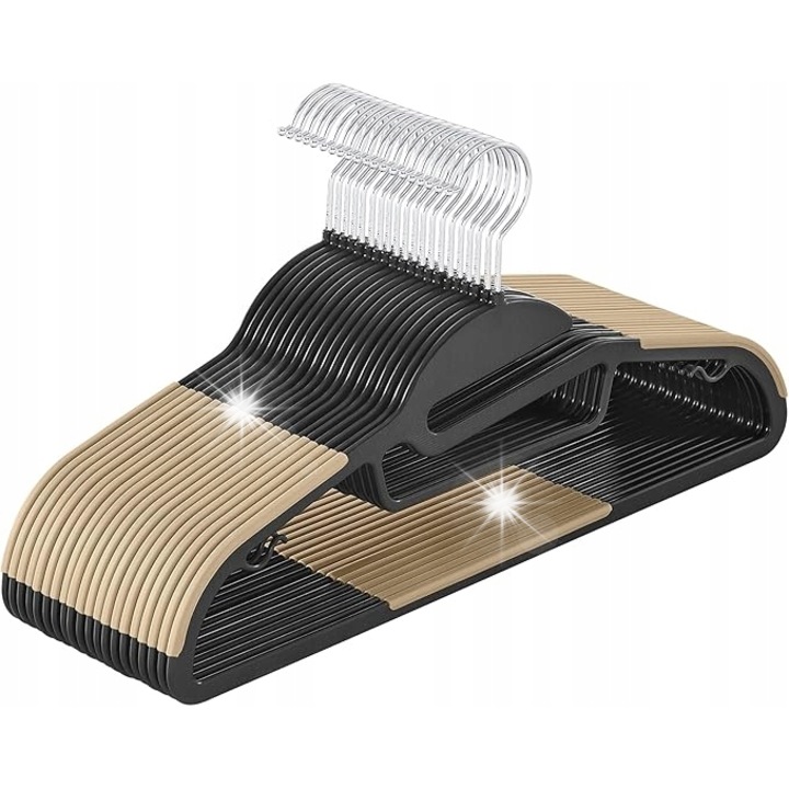 Set 20 umerase pentru haine, antiderapante, cu carlig rotativ 360, plastic, multicolor