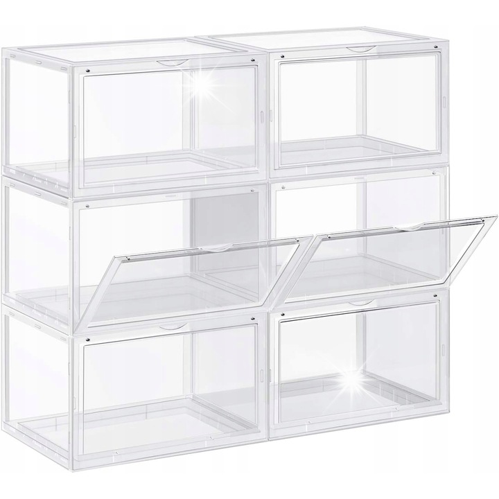 6 db átlátszó doboz cipőknek, 28x36x22cm