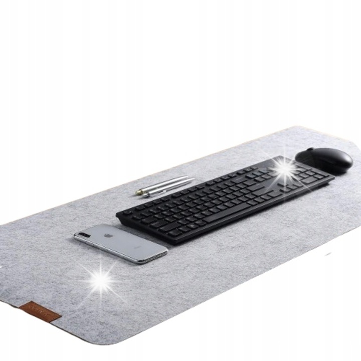 Patura de birou din filc, 100x40cm, antiderapanta, gri